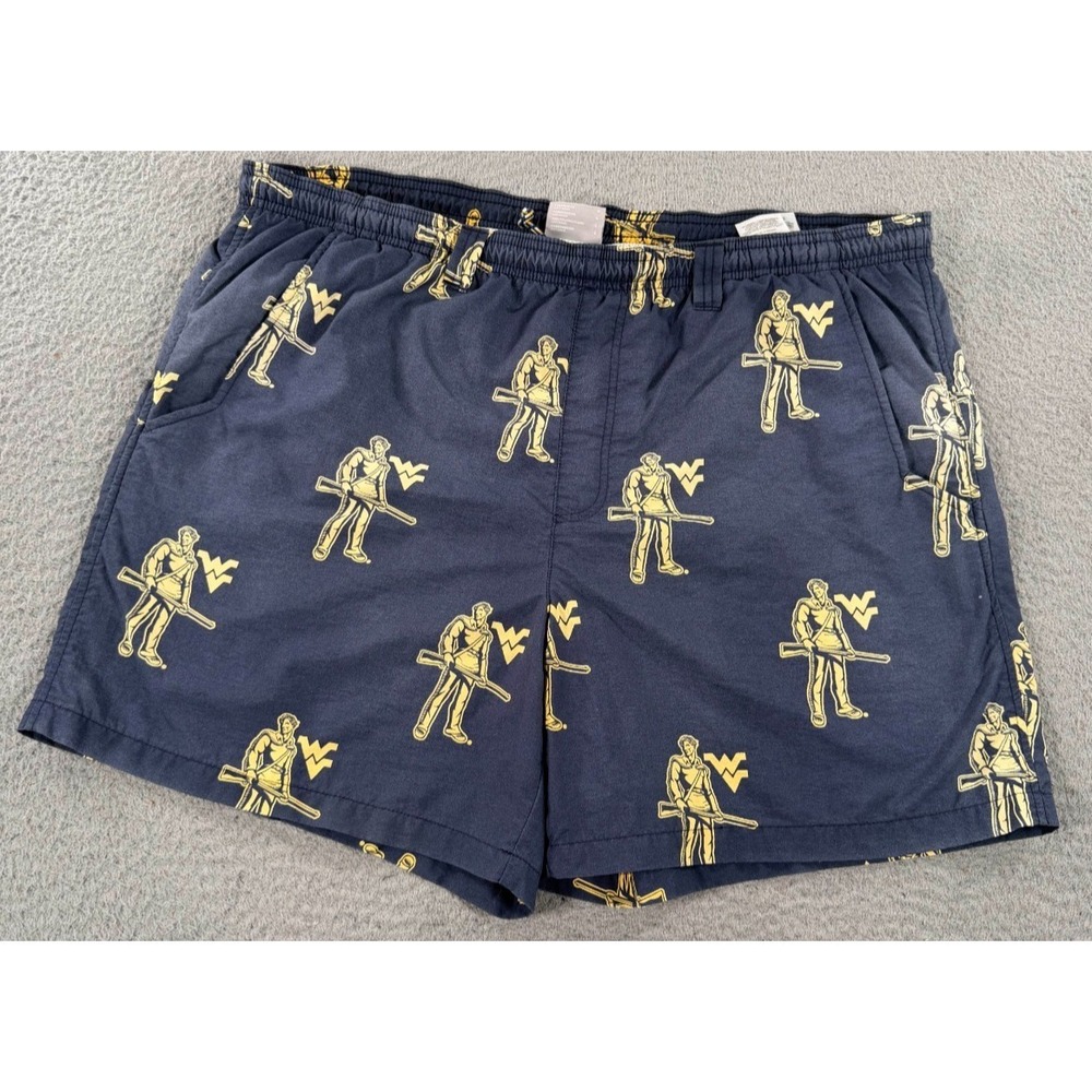 Columbia PFG West Virginia Mountaineers Shorts Men's Large Navy Blue Drawstring